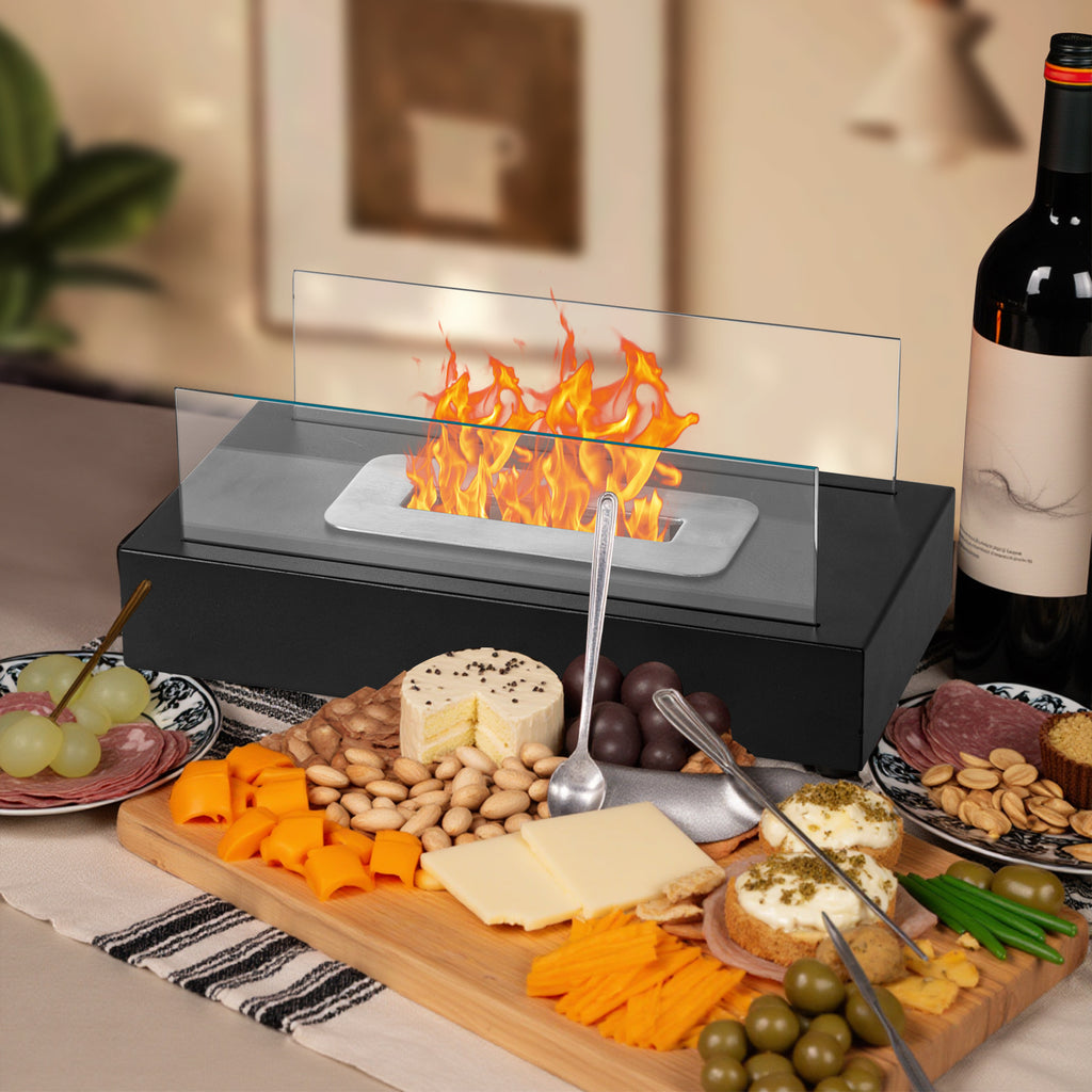 2Pack Smokeless Fire Pits With Windshield   Rectangular Outdoor Firepit With Telescoping Roasting Forks & Fire Tamer Iron Body  Stainless Steel Burn Chamber  Black