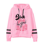 Customized parallel bars sweater with printed hood