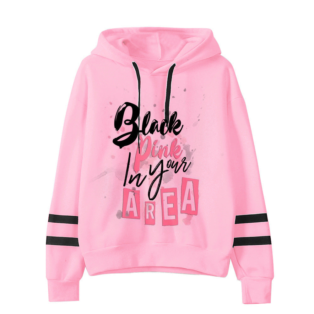 Customized parallel bars sweater with printed hood