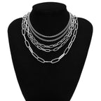 Retro punk multilayer mix and match chain necklace