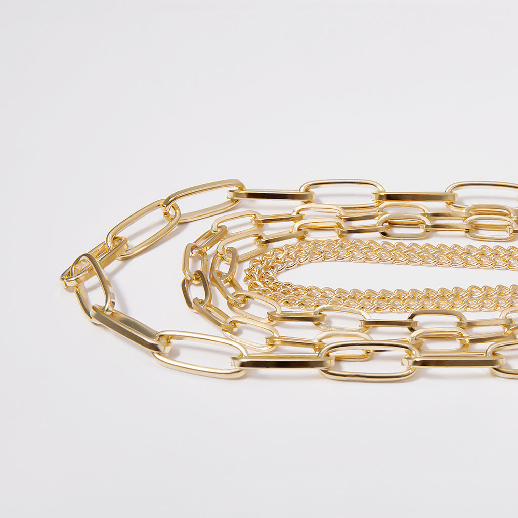 Retro punk multilayer mix and match chain necklace
