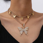 Mix and match butterfly diamond necklace set