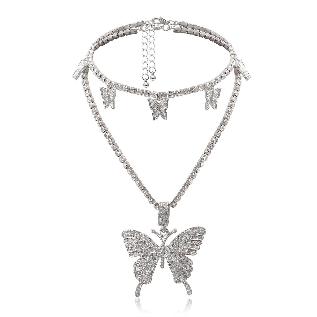 Mix and match butterfly diamond necklace set