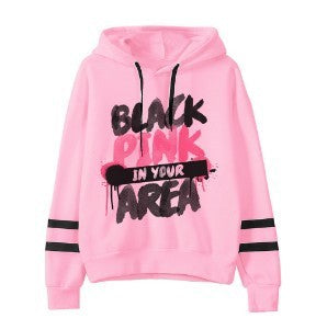 Customized parallel bars sweater with printed hood