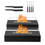 2Pack Smokeless Fire Pits With Windshield   Rectangular Outdoor Firepit With Telescoping Roasting Forks & Fire Tamer Iron Body  Stainless Steel Burn Chamber  Black