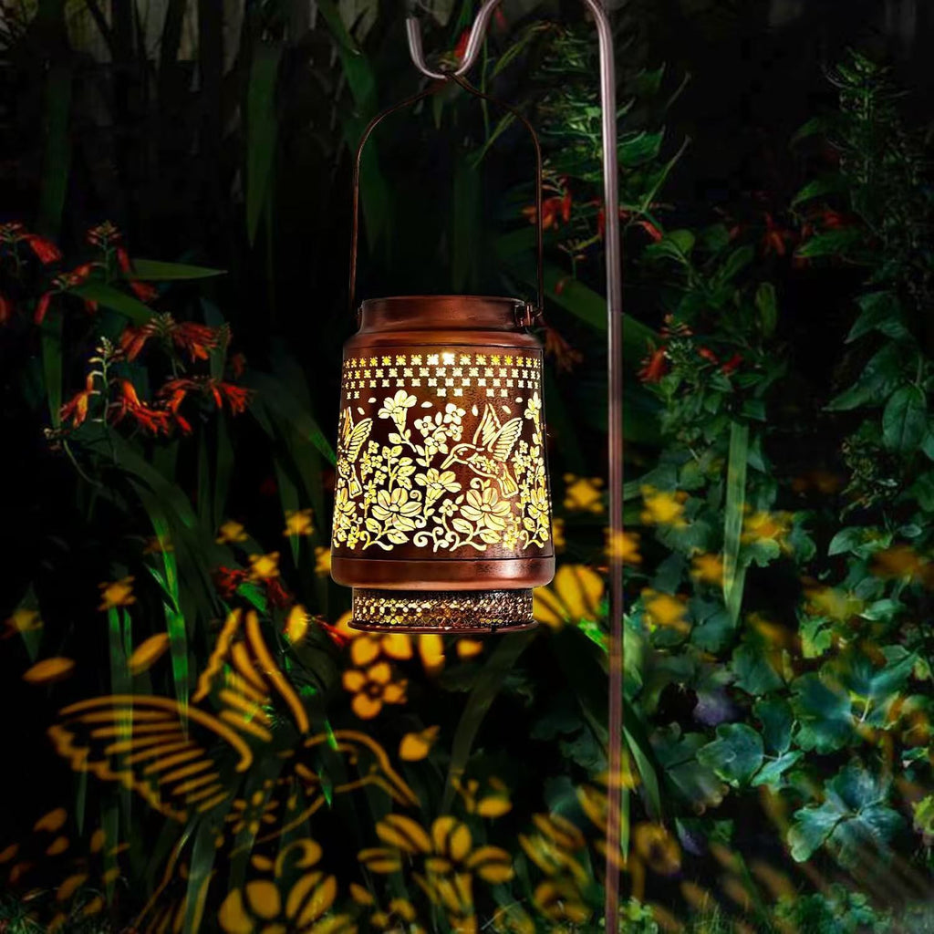 Solar Hummingbird Barn Lantern Outdoor Courtyard Decorative Waterproof Projection Lamp