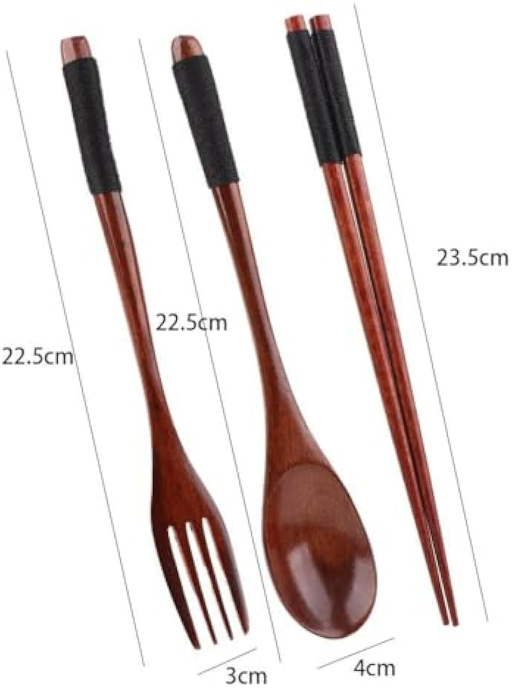 Cutlery 3PCS Fork Chopsticks Spoon Set Portable Tableware Chinese Wooden Utensils Sets Dinner Sets Long Handle Utensils With Fork Spoon Chopsticks