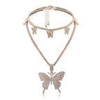 Mix and match butterfly diamond necklace set