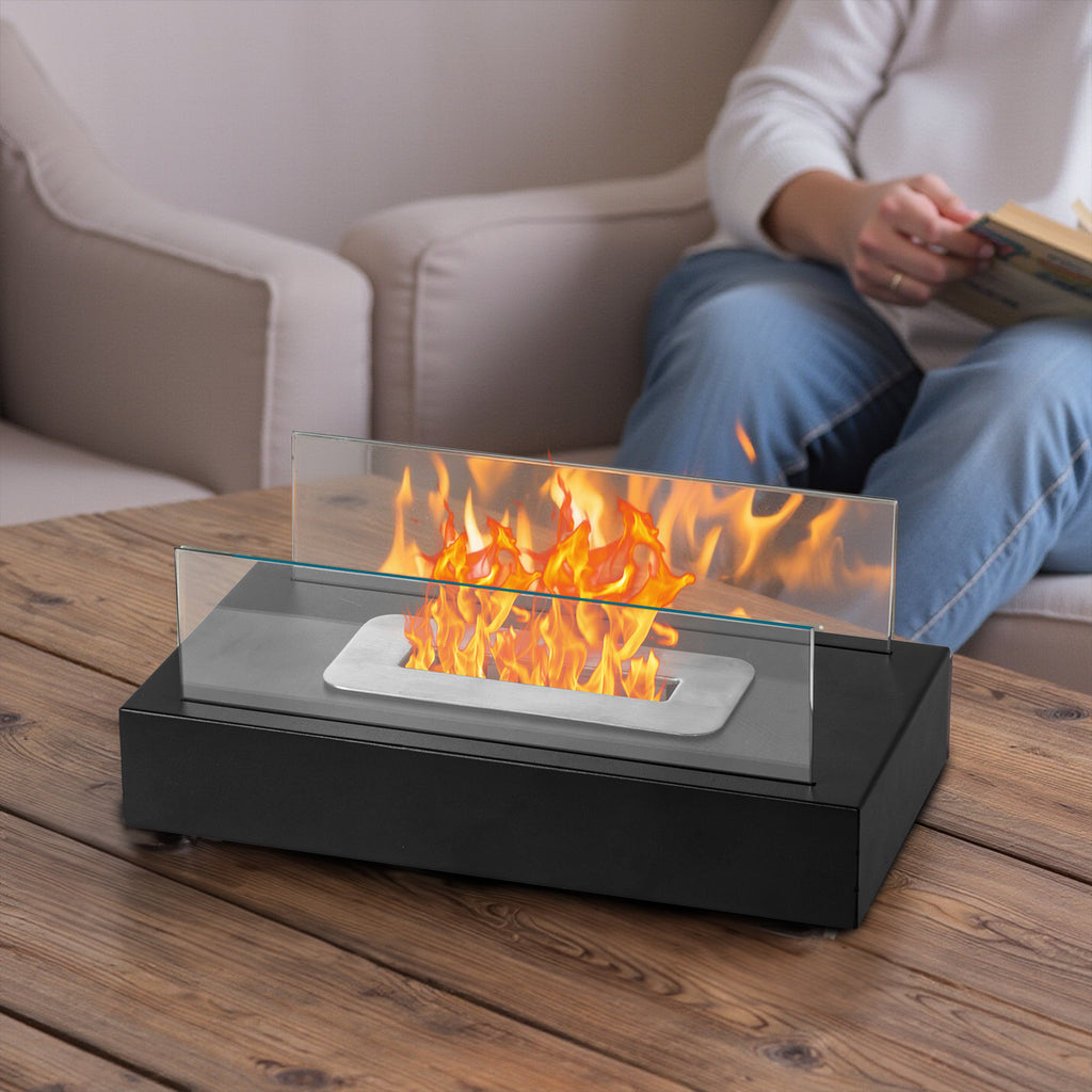 2Pack Smokeless Fire Pits With Windshield   Rectangular Outdoor Firepit With Telescoping Roasting Forks & Fire Tamer Iron Body  Stainless Steel Burn Chamber  Black