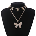 Mix and match butterfly diamond necklace set