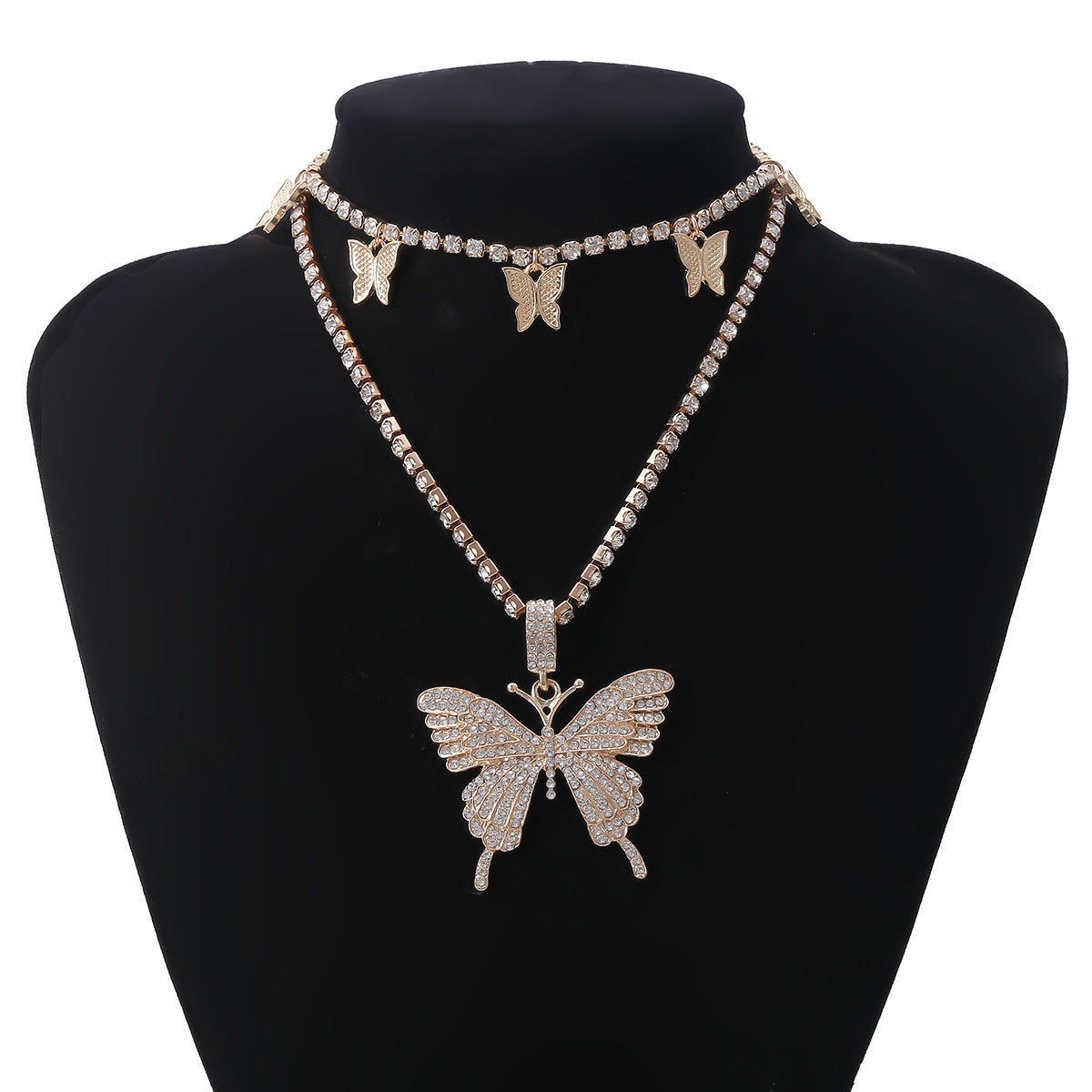 Mix and match butterfly diamond necklace set