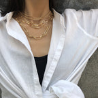 Retro punk multilayer mix and match chain necklace