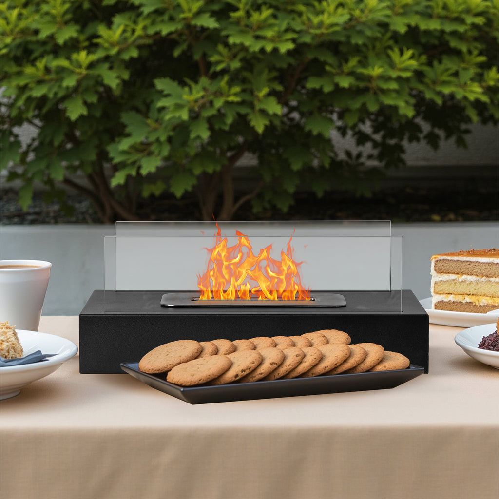 2Pack Smokeless Fire Pits With Windshield   Rectangular Outdoor Firepit With Telescoping Roasting Forks & Fire Tamer Iron Body  Stainless Steel Burn Chamber  Black