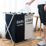 Dirty Clothes Storage Basket Three Grid Organizer Basket Collapsible Large Laundry Hamper Waterproof Home Laundry Basket