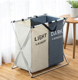 Dirty Clothes Storage Basket Three Grid Organizer Basket Collapsible Large Laundry Hamper Waterproof Home Laundry Basket