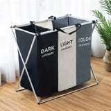 Dirty Clothes Storage Basket Three Grid Organizer Basket Collapsible Large Laundry Hamper Waterproof Home Laundry Basket